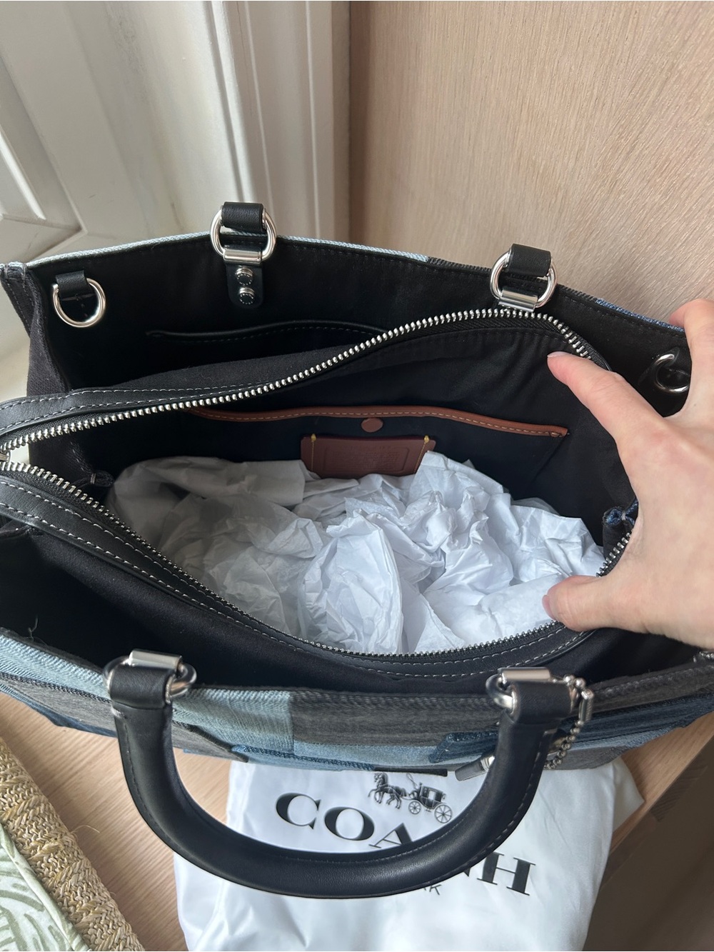 NWT🦋Coach Rogue Bag With Repurposed Denim Patchwork Shoulder CAN10 Rare Limited - Picture 8 of 13
